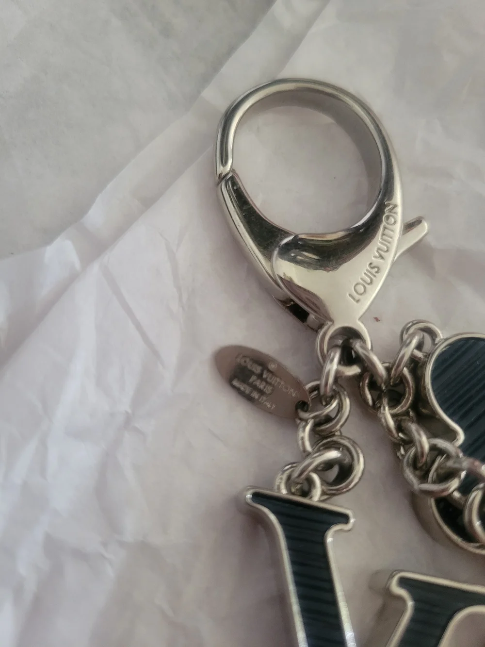 Louis Vuitton Navy & Silver Monogram Flower Key Charm